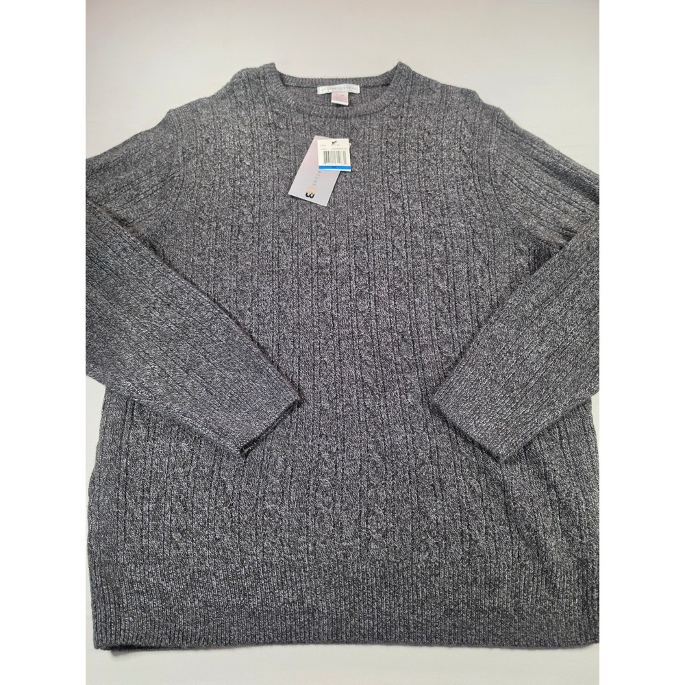Geoffrey Beene Mens XL Gray Marl Cable Knit Crewneck Sweater 57117C New